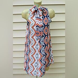 Soprano Tie Neck Mini Dress Small